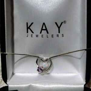 Silver Amethyst Heart Necklace